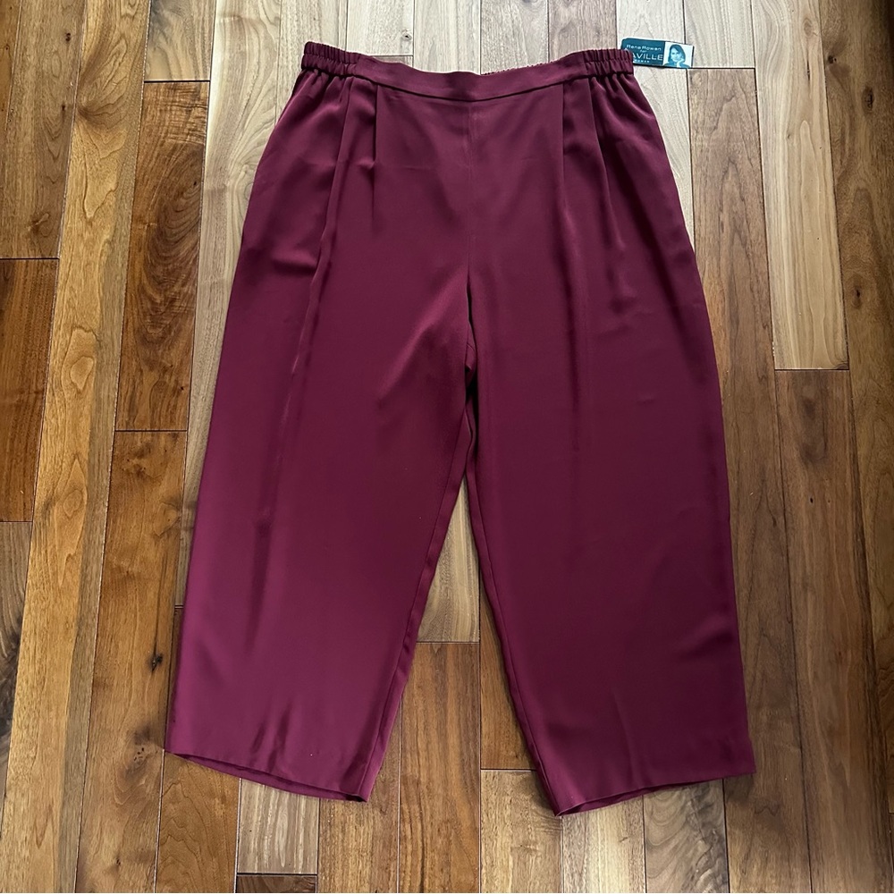 Vintage Rena Rowan Burgundy Wide Leg Dress Pants 22W NWT Career Office Trouser